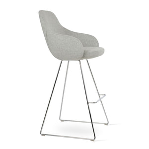 Soho Concept Gazel Arm Barstools & Counterstools - Stylish Chrome Wireframe, 10-year Guarantee, Luxurious Wool Seats Chrome,Silver  Soho-concept-dining-chair-08678