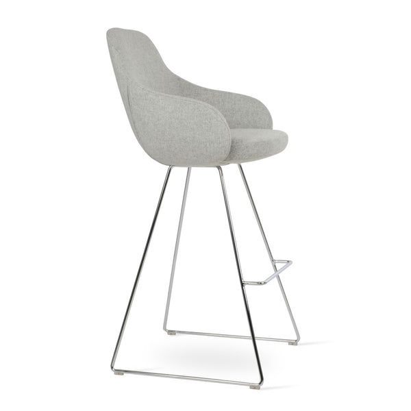 Soho Concept Gazel Arm Barstools & Counterstools - Stylish Chrome Wireframe, 10-year Guarantee, Luxurious Wool Seats Chrome,Silver  Soho-concept-dining-chair-08678