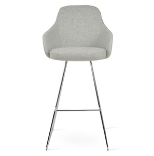 Soho Concept Gazel Arm Barstools & Counterstools - Stylish Chrome Wireframe, 10-year Guarantee, Luxurious Wool Seats Chrome,Silver  Soho-concept-dining-chair-06865