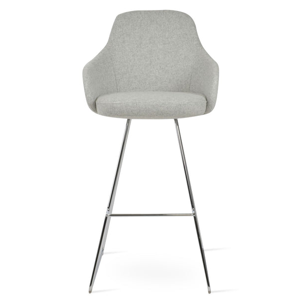 Soho Concept Gazel Arm Barstools & Counterstools - Stylish Chrome Wireframe, 10-year Guarantee, Luxurious Wool Seats Chrome,Silver  Soho-concept-dining-chair-06865