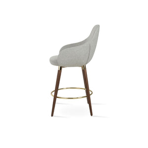 Soho Concept Gazel Arm Barstools & Counterstools - Premium Camira Wool, Solid Beech Wood, 10-year Guarantee, 350 Lbs Walnut,Silver  Soho-concept-dining-chair-08677