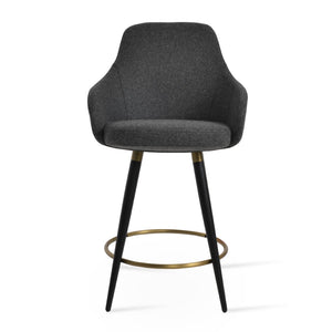 Soho Concept Gazel Arm Ana Barstools & Counterstools - Stylish Wool Fabric, 10-year Guarantee, Metal Legs & Comfort Black,Gold,Dark Grey  Soho-concept-dining-chair-08676