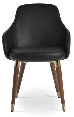 Soho Concept Gazel Arm Pr- Stylish Wood Counter & Bar Stools, Soft Leatherette, 10-year Guarantee, 350 Lbs Support Black  Soho-concept-dining-chair-03994