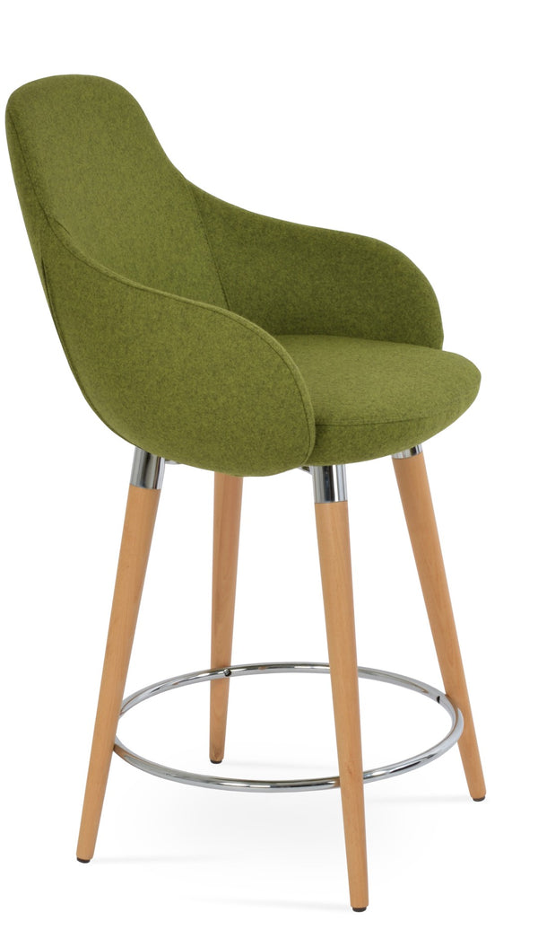 Soho Concept Gazel Lounge Armchair - Elegant Ash Wood & Wool Upholstery, 10-year Guarantee, Crafted In Turkiye Green  Soho-concept-dining-chair-08792