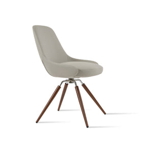 Soho Concept Gazel Swivel Dining Chair - Elegant Soft Leatherette, Metal Base, Stylish Light Grey & Walnut Finish Light Grey,Walnut Swivel. Solid Metal Top Part Connected To Four Tubular Legs Soho-concept-dining-chair-04020