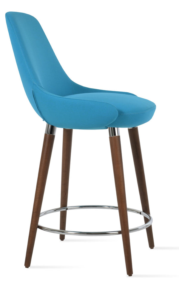 Soho Concept Gazel Arm Wood Counter & Bar Stools – Stylish Upholstered Seating With 10-year Guarantee, 350 Lbs Capacity Walnut,Chrome,Turquoise  Soho-concept-dining-chair-06895