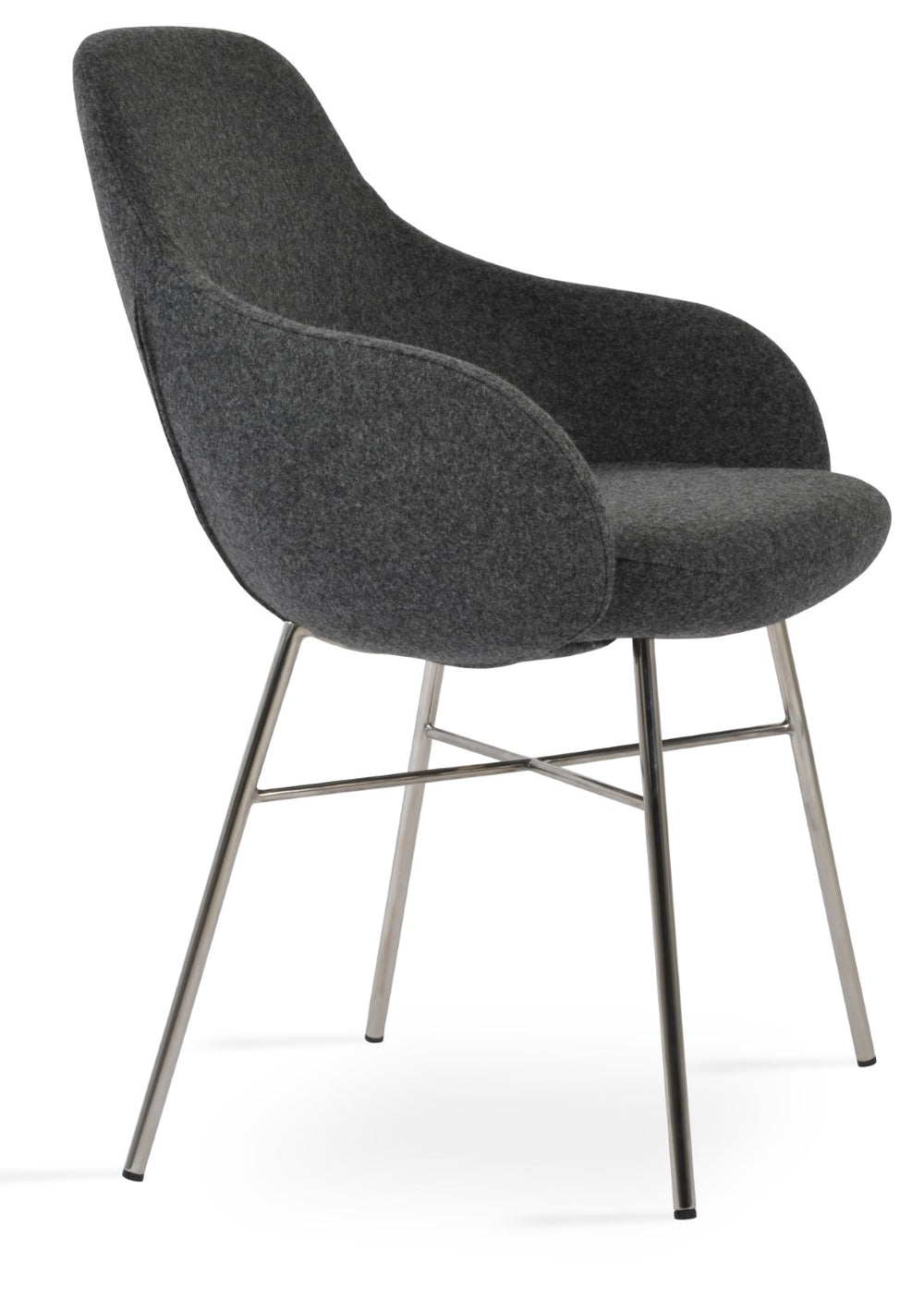 Soho Concept Gazel Cross Armchair - Stylish Dining Chair In Camira Blazer Wool, Dark Grey, 10-year Guarantee! Dark Grey  Soho-concept-dining-chair-04034