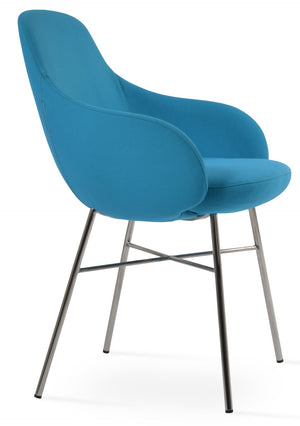 Soho Concept Gazel Cross Dining Chair - Stylish Boucle, Velvet & Nubuck Fabrics With 10-year Guarantee, Turquoise Turquoise  Soho-concept-dining-chair-04024