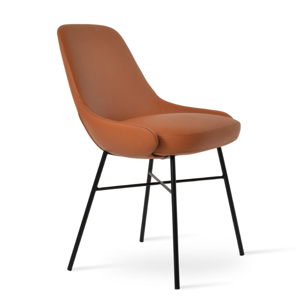 Soho Concept Gazel Cross Armchair Dining Chair - Premium Camira Yoredale Boucle Fabric, 10-year Guarantee, Black Black  Soho-concept-dining-chair-04030
