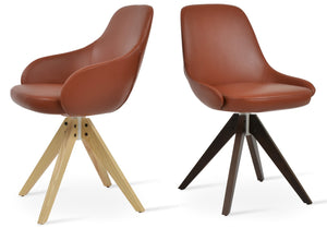 Soho Concept Gazel Pyramid Wood Swivel Dining Chair – Stylish Leatherette Upholstery, 2-year Guarantee, Solid Wood Cinnamon  Soho-concept-dining-chair-04053