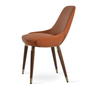 Soho Concept Gazel Wood Dining Chair - Soft Leatherette, Solid Beech Base, Gold Accent, 2-year Guarantee, 350 Lbs Capacity Walnut,Gold  Soho-concept-dining-chair-04059