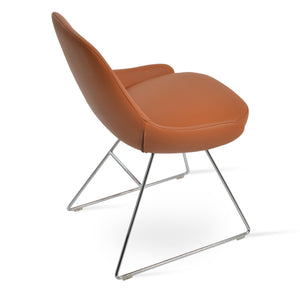 Soho Concept Gazel Wire Dining Chair - Premium Camira Yoredale Boucle Or Leather, Chrome Base, 10-year Guarantee Chrome  Soho-concept-dining-chair-04056