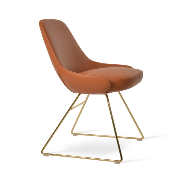 Soho Concept Gazel Wire Dining Chair - Premium Camira Yoredale Boucle Or Leather, Chrome Base, 10-year Guarantee Gold  Soho-concept-dining-chair-04061