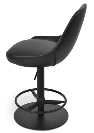 Soho Concept Gazel Adjustable Arm Piston Stool With Full Footrest - Stylish Leatherette Barstool, 2-year Warranty Black  Soho-concept-dining-chair-08819