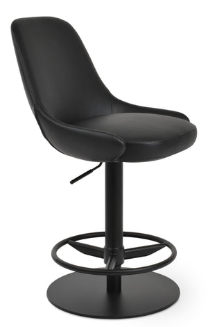 Soho Concept Gazel Adjustable Arm Piston Stool With Full Footrest - Stylish Leatherette Barstool, 2-year Warranty Black  Soho-concept-dining-chair-08820