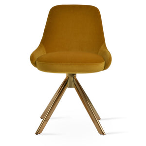 Soho Concept Gazel Sword Dining Swivel Chair - Elegant Comfort In Boucle, Velvet & Nubuck With Gold Base Options Gold  Soho-concept-dining-chair-04063