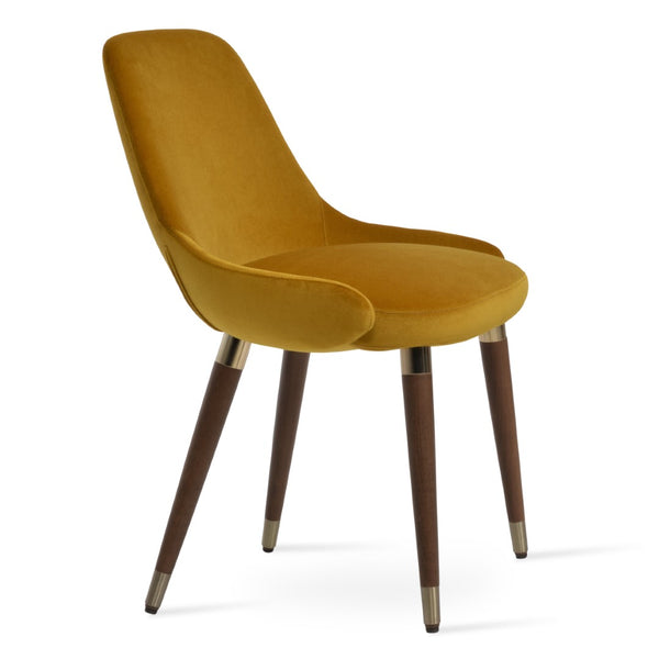Soho Concept Gazel Wood Dining Chair - Soft Leatherette, Solid Beech Base, Gold Accent, 2-year Guarantee, 350 Lbs Capacity Walnut,Gold  Soho-concept-dining-chair-04042
