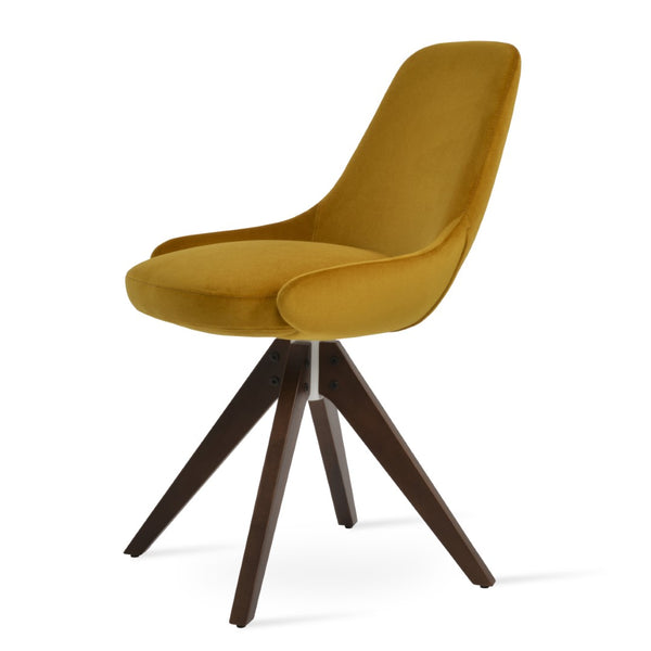 Soho Concept Gazel Pyramid Wood Swivel Dining Chair - Premium Upholstery, Solid Wood Base, 10-year Guarantee! Walnut  Soho-concept-dining-chair-04046