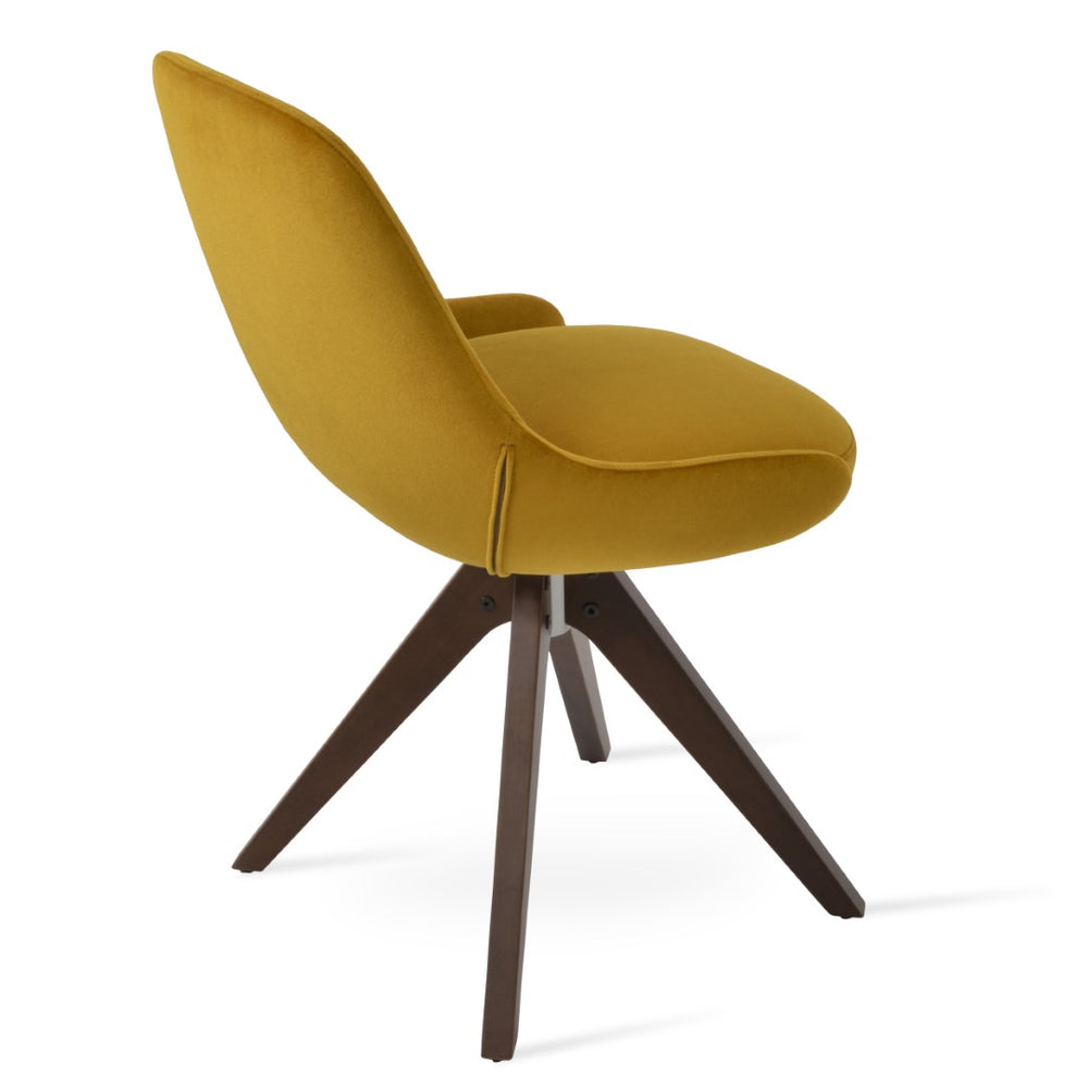 Soho Concept Gazel Pyramid Wood Swivel Dining Chair - Premium Upholstery, Solid Wood Base, 10-year Guarantee! Walnut  Soho-concept-dining-chair-04046