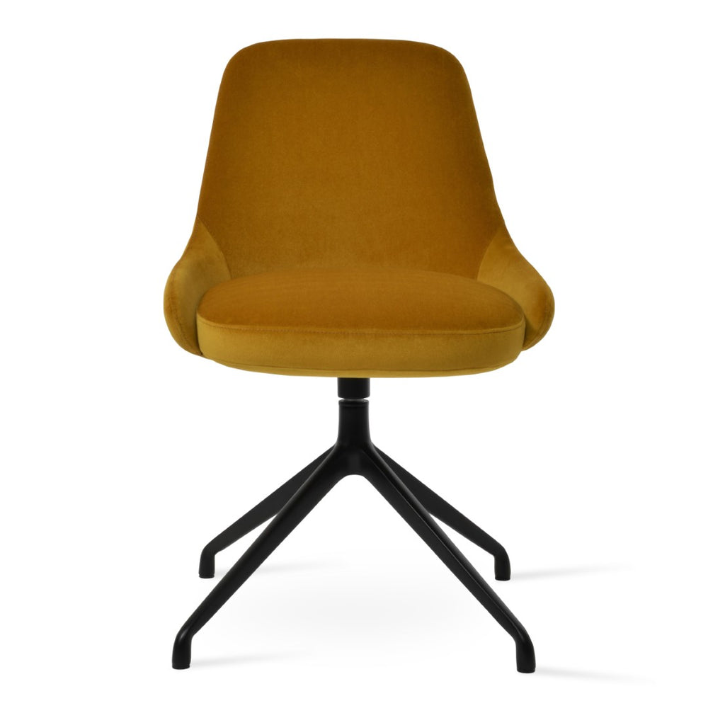 Soho Concept Gazel Spider Swivel Chair - Elegant Boucle, Velvet & Nubuck Fabrics, 10-year Guarantee, 300 Lbs Capacity Black  Soho-concept-dining-chair-04048