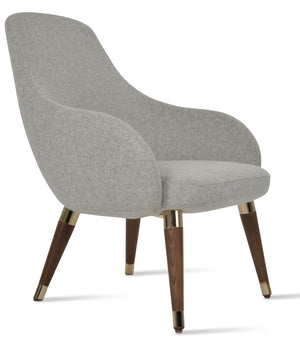 Soho Concept Gazel Lounge Armchair - Elegant Wood Sled Base, Premium Wool Upholstery, 10-year Guarantee, Customizable Walnut,Gold,Silver  Soho-concept-dining-chair-13129
