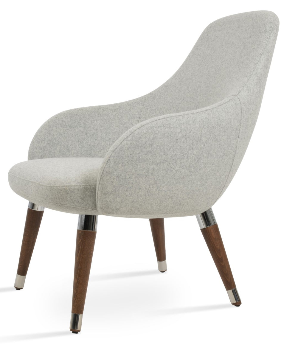 Soho Concept Gazel Lounge Armchair - Elegant Wood Sled Base, Premium Wool Upholstery, 10-year Guarantee, Customizable Walnut,Chrome,Silver  Soho-concept-dining-chair-13134