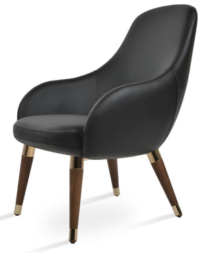 Soho Concept Gazel Lounge Armchair With Sleek Wood Sled Base - Soft White Leatherette, Walnut & Chrome Finish Walnut,Gold,Black  Soho-concept-dining-chair-13136