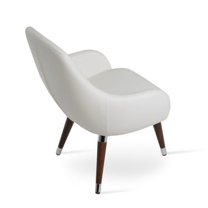 Soho Concept Gazel Lounge Armchair With Sleek Wood Sled Base - Soft White Leatherette, Walnut & Chrome Finish White,Walnut,Chrome  Soho-concept-dining-chair-13145