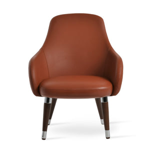 Soho Concept Gazel Lounge Armchair With Sleek Wood Sled Base - Soft White Leatherette, Walnut & Chrome Finish Walnut,Chrome  Soho-concept-dining-chair-12027