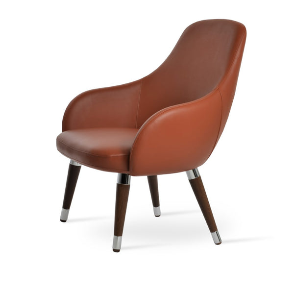 Soho Concept Gazel Lounge Chair - Modern Leatherette With Soft Black Finish, Walnut Accents & 2-year Warranty Walnut,Chrome  Soho-concept-dining-chair-13146