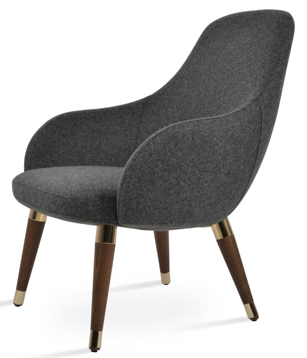 Soho Concept Gazel Lounge Armchair - Elegant Wood Sled Base, Premium Wool Upholstery, 10-year Guarantee, Customizable Walnut,Chrome,Dark Grey  Soho-concept-dining-chair-13121