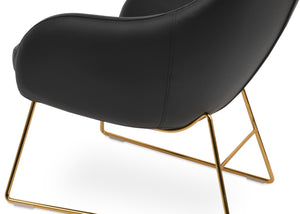 Soho Concept Gazel Lounge Chair - Premium Leatherette, Soft Black Design, 2-year Warranty For Ultimate Comfort Brass,Gold,Black  Soho-concept-dining-chair-12023