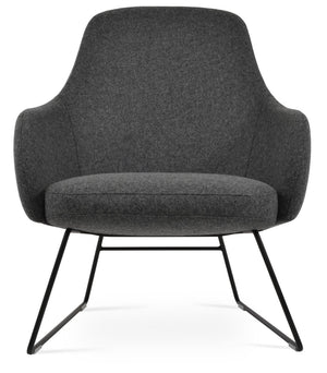 Soho Concept Gazel Lounge Chair In Premium Boucle Wool Fabric - 10-year Guarantee, Stylish Black & Dark Grey Black,Dark Grey  Soho-concept-dining-chair-12020