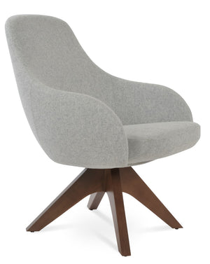 Soho Concept Gazel Lounge Armchair - Elegant Wood Sled Base, Premium Wool Upholstery, 10-year Guarantee, Customizable Walnut,Silver  Soho-concept-dining-chair-13150