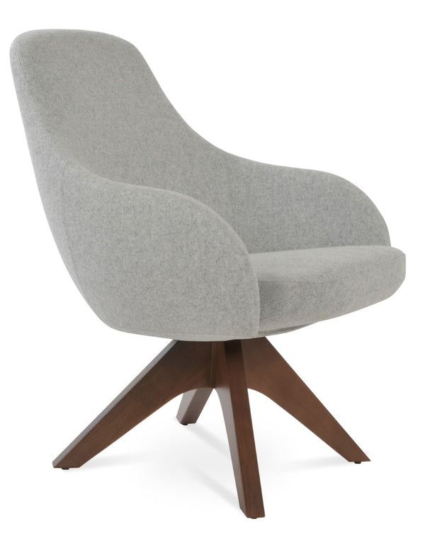Soho Concept Gazel Lounge Armchair - Elegant Wood Sled Base, Premium Wool Upholstery, 10-year Guarantee, Customizable Walnut,Silver  Soho-concept-dining-chair-13150