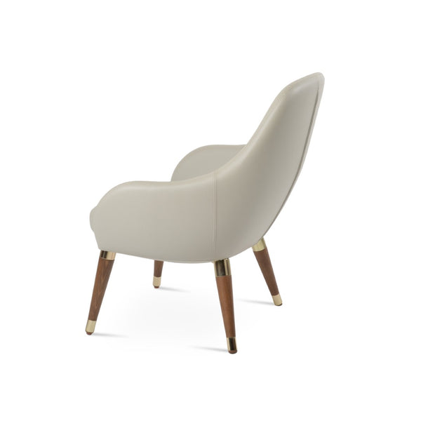 Soho Concept Gazel Lounge Armchair With Sleek Wood Sled Base - Soft White Leatherette, Walnut & Chrome Finish Light Grey,Walnut,Gold  Soho-concept-dining-chair-13153