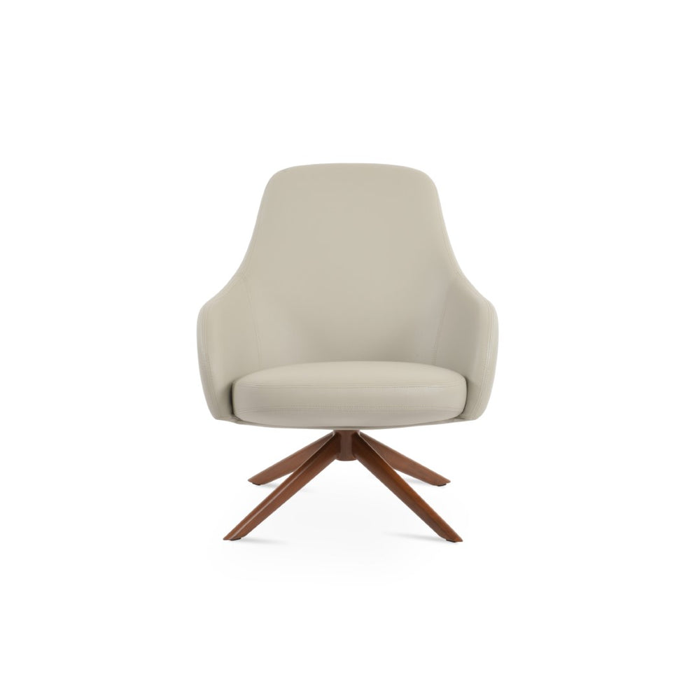 Soho Concept Gazel Lounge Chair - Premium Leatherette, Soft Walnut Frame, Light Grey Comfort, 2-year Guarantee Walnut,Light Grey  Soho-concept-dining-chair-12017