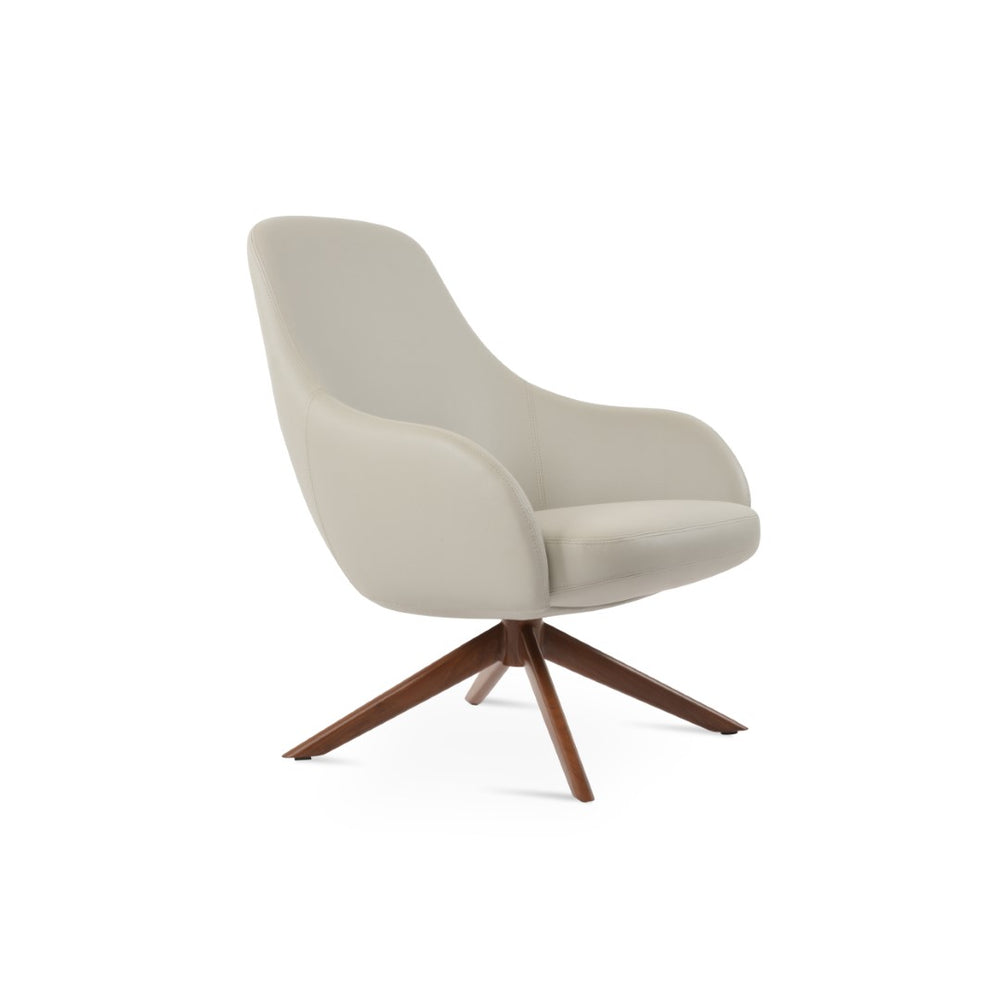 Soho Concept Gazel Lounge Chair - Premium Leatherette, Soft Walnut Frame, Light Grey Comfort, 2-year Guarantee Walnut,Light Grey  Soho-concept-dining-chair-12017