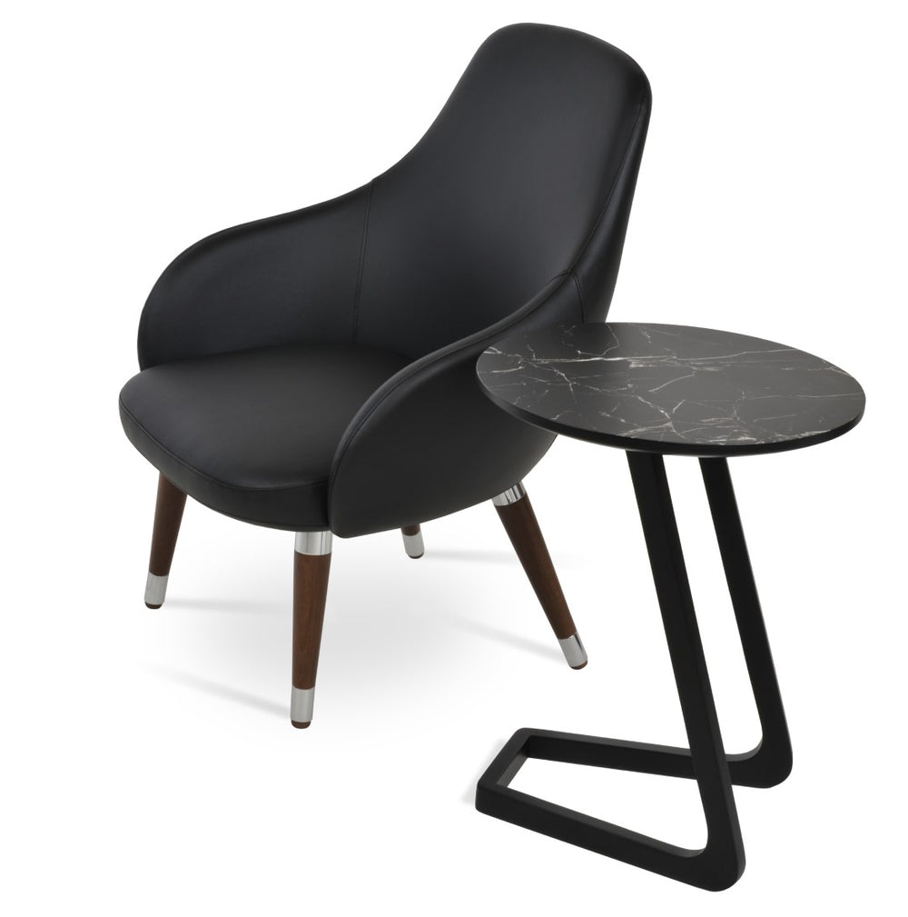 Soho Concept Gazel Lounge Chair - Modern Leatherette With Soft Black Finish, Walnut Accents & 2-year Warranty Black,Walnut,Chrome  Soho-concept-dining-chair-13113