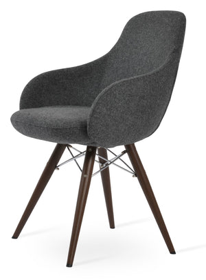 Soho Concept Gazel Mw Dining Chair - Stylish Wool & Boucle Fabric, 10-year Guarantee, Modern Design, 300 Lbs Capacity Walnut,Dark Grey  Soho-concept-dining-chair-04082