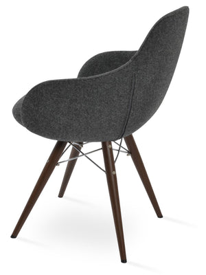 Soho Concept Gazel Mw Dining Chair - Stylish Wool & Boucle Fabric, 10-year Guarantee, Modern Design, 300 Lbs Capacity Walnut,Dark Grey  Soho-concept-dining-chair-04083