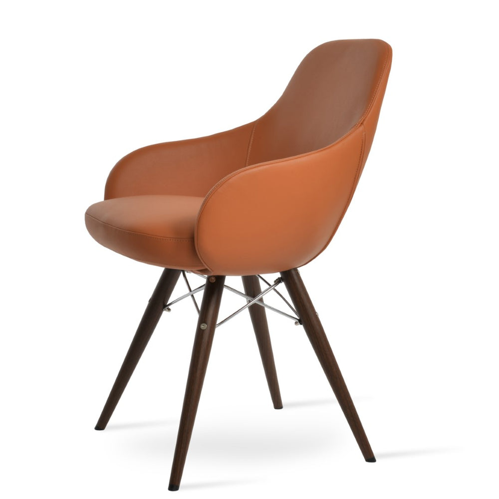 Soho Concept Gazel Mw Dining Chair - Premium Camira Yoredale Boucle Fabric, Genuine Leather, 10-year Guarantee Walnut  Soho-concept-dining-chair-04075