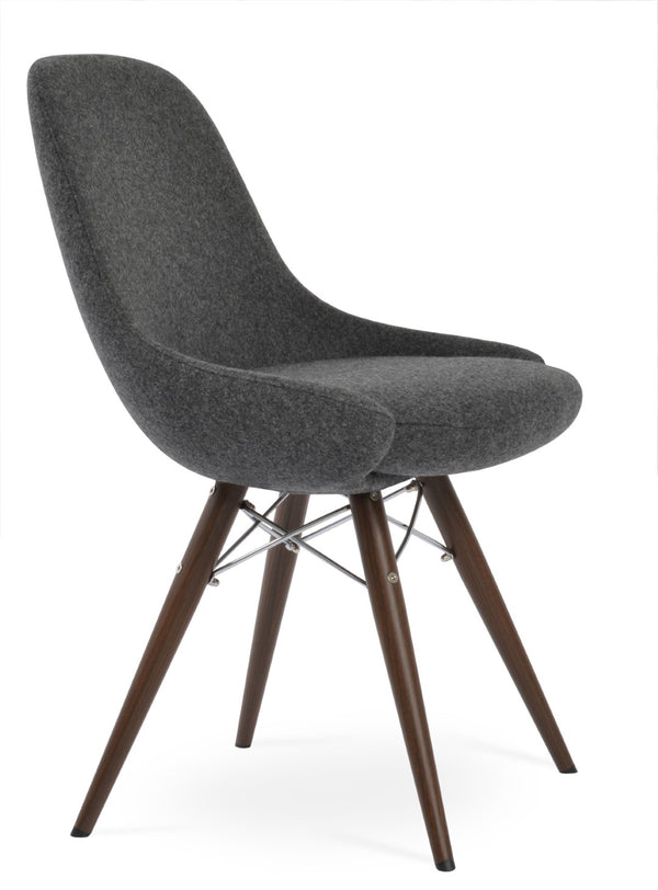 Soho Concept Gazel Mw Dining Chair - Stylish Wool & Boucle Fabric, 10-year Guarantee, Modern Design, 300 Lbs Capacity Walnut,Dark Grey  Soho-concept-dining-chair-04078