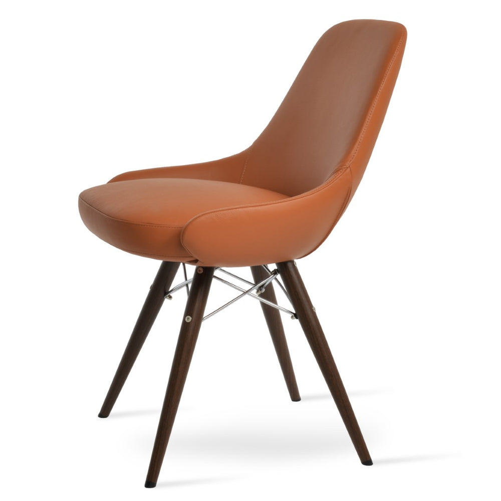 Soho Concept Gazel Mw Dining Chair - Premium Camira Yoredale Boucle Fabric, Genuine Leather, 10-year Guarantee Walnut  Soho-concept-dining-chair-04075