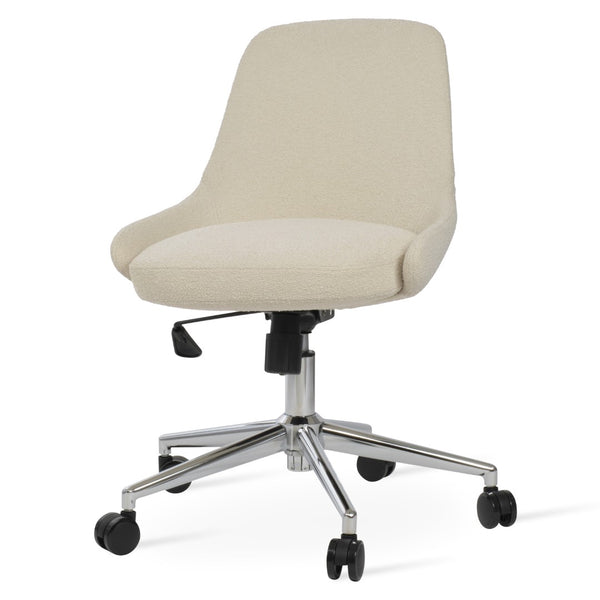 Soho Concept Gazel Office Chair - Boucle, Velvet, Nubuck & Camira Era Fabrics - Adjustable, 10-year Guarantee, Stylish Chrome,White  Soho-concept-dining-chair-11860