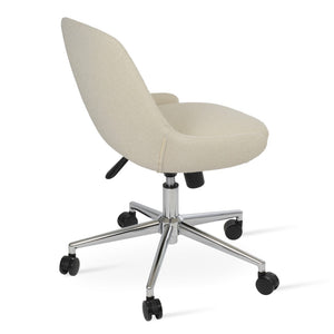 Soho Concept Gazel Office Chair - Boucle, Velvet, Nubuck & Camira Era Fabrics - Adjustable, 10-year Guarantee, Stylish Chrome,White  Soho-concept-dining-chair-12699