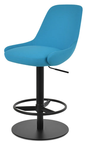 Soho Concept Gazel Adjustable Piston Stool With Full Footrest - Premium Upholstery & 10-year Guarantee, Stylish! Black,Turquoise  Soho-concept-dining-chair-08838