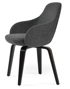 Soho Concept Gazel Plywood Armchair Dining Chair - Stylish Wool Upholstery, 10-year Guarantee, Made In Turkiye Dark Grey  Soho-concept-dining-chair-04099