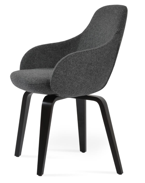 Soho Concept Gazel Plywood Armchair Dining Chair - Stylish Wool Upholstery, 10-year Guarantee, Made In Turkiye Dark Grey  Soho-concept-dining-chair-04099