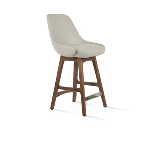Soho Concept Gazel Premium Barstools & Counterstools - Elegant Wood Bases, Memory Swivel, 2-year Warranty, Stylish Fabrics Light Grey,Walnut  Soho-concept-dining-chair-08844